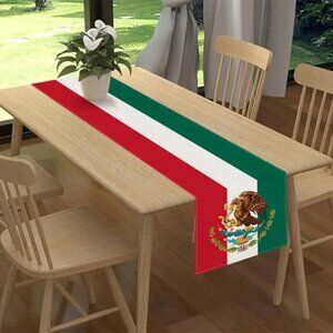 Long Table Runner With The Flag Of Mexico